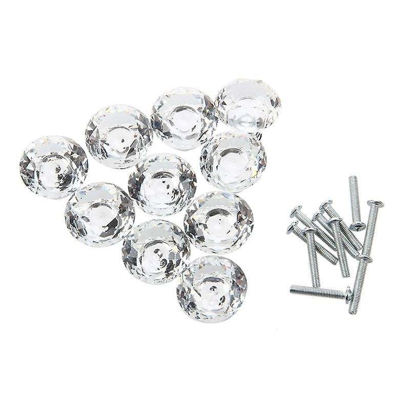 30pcs 30mm Diamond Crystal Glass Door Drawer Cabinet Furniture Handle