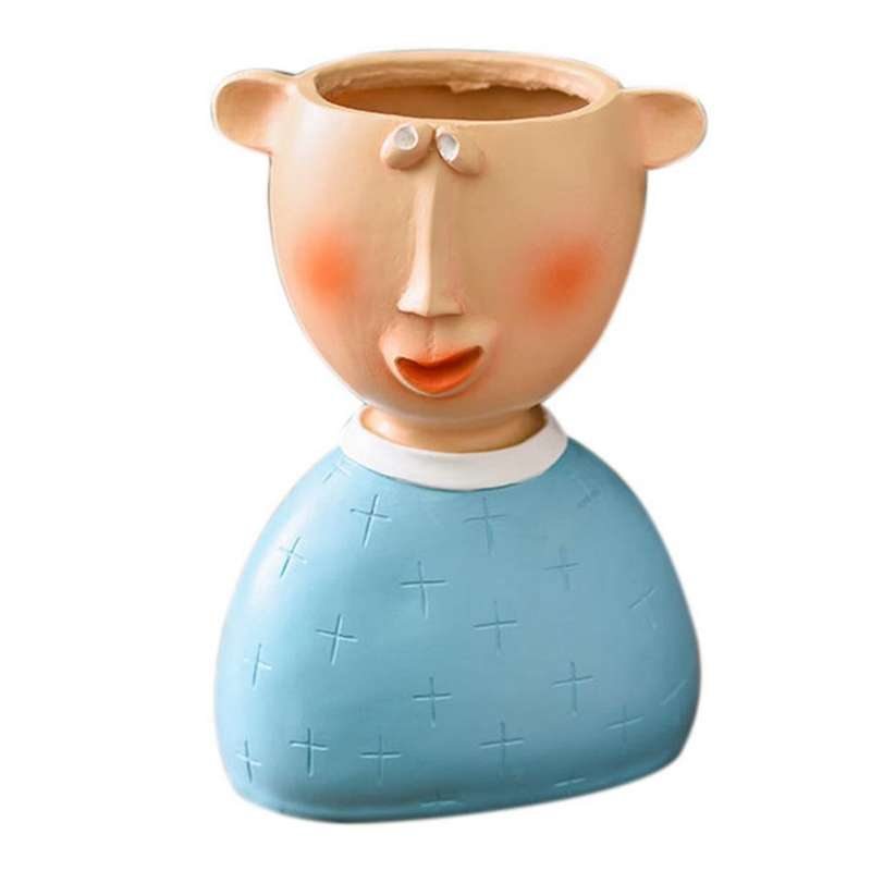 Resin Cartoon Body Art Abstract Flower Pot Sculpture Decoration-a