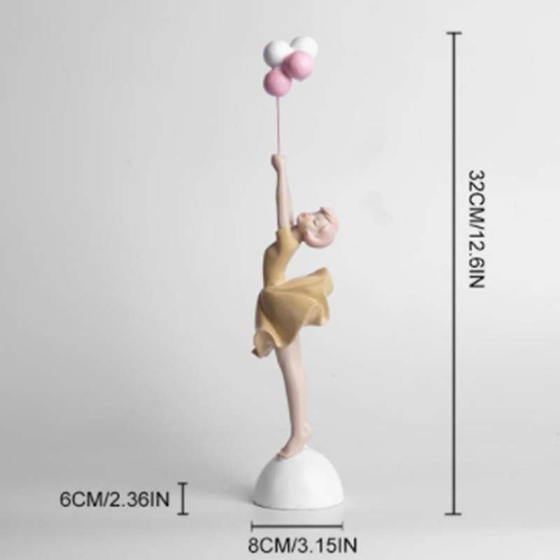 Resin Balloon Girl Sculpture Statue Figurine Character Craft ,yellow