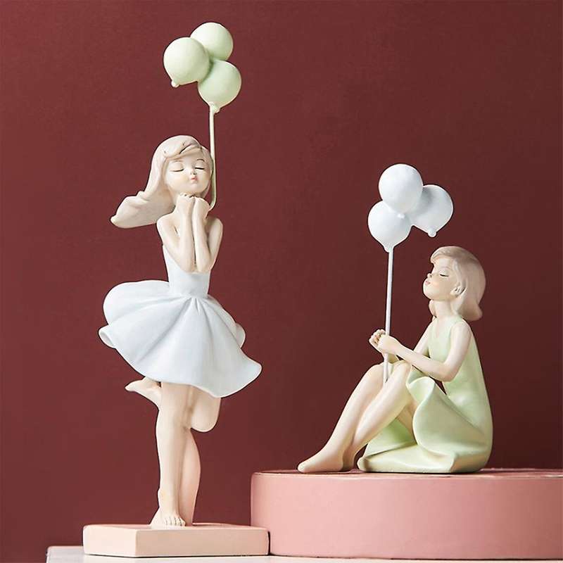 Resin Balloon Girl Sculpture Statue Figurine Character Craft ,yellow