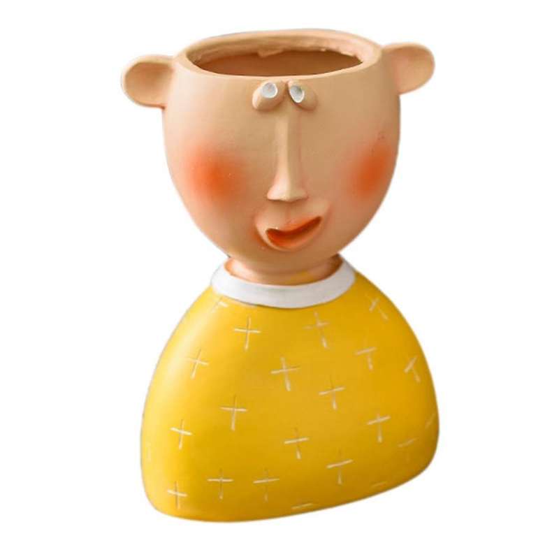 Resin Cartoon Body Art Abstract Flower Pot Sculpture Decoration-b