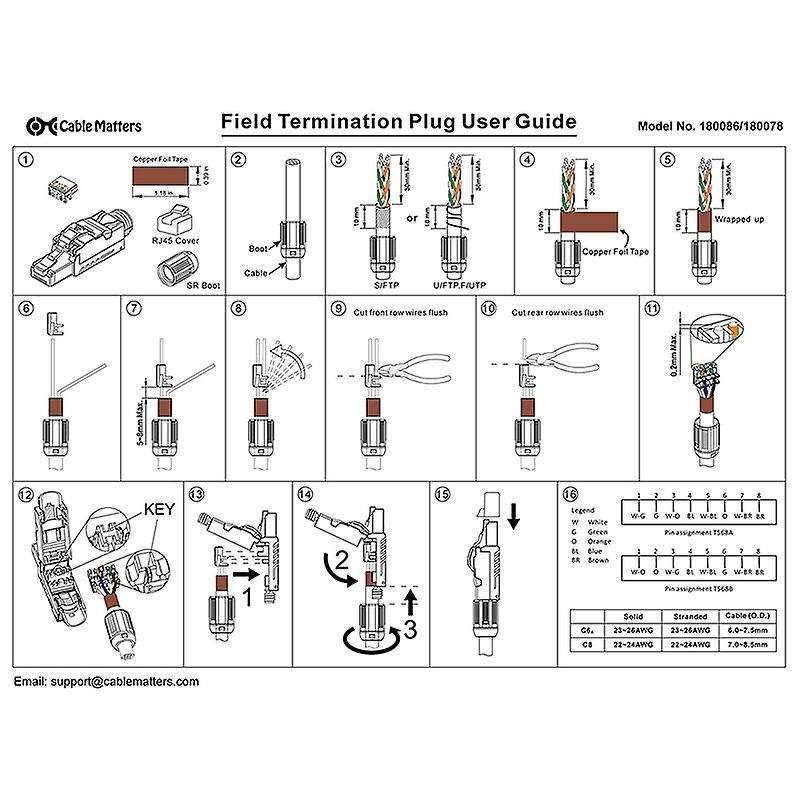 6-pack Tool Free Shielded Rj45 Cat 8,cat8 Termination Plug,cat8 Plug
