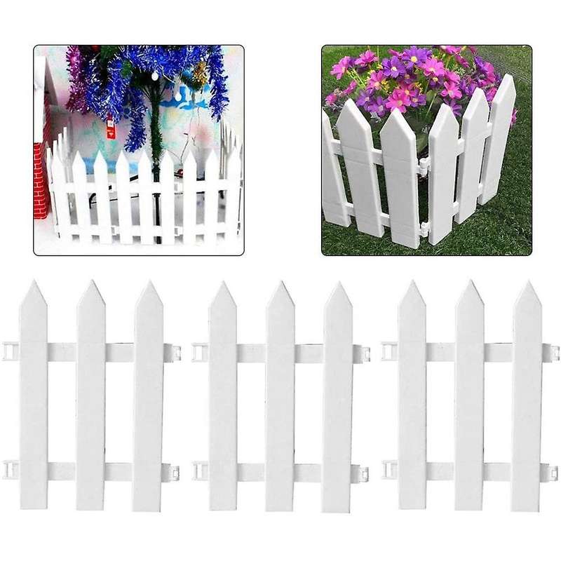 20pcs Picket Fence Christmas Tree Fence Decoration Garden Fence White