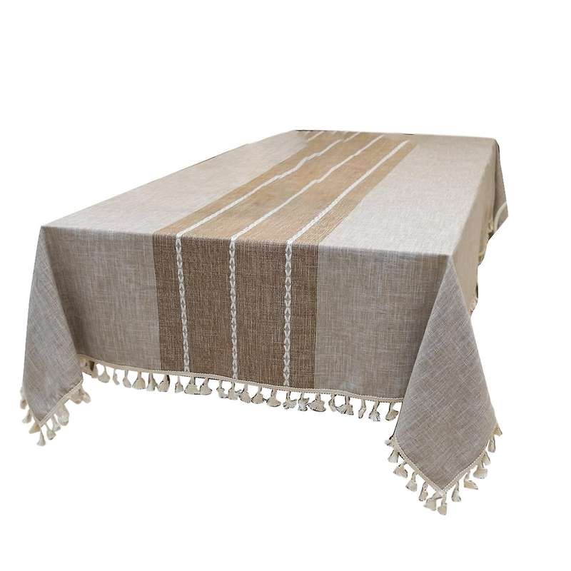 Tablecloth Rectangle Cotton Linen Fabric Table Cover Cloth (brown)