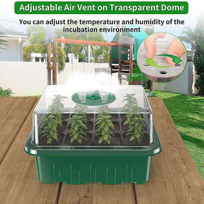 Seed Starter Tray for Greenhouse Propagator Seeds Plant -green White