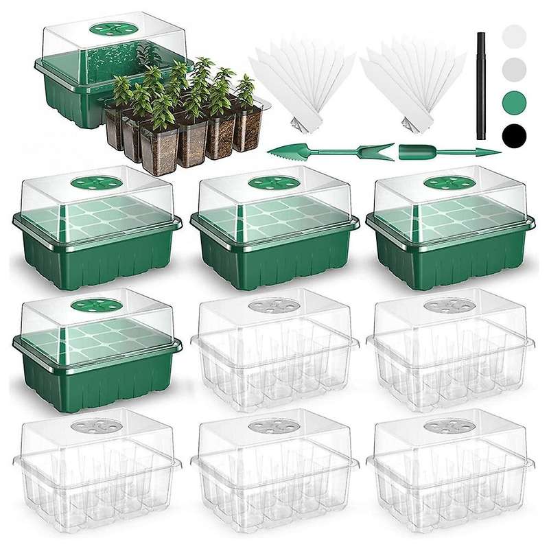 Seed Starter Tray for Greenhouse Propagator Seeds Plant -green White