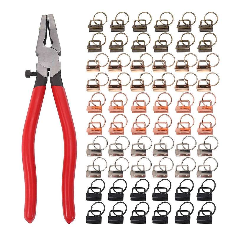 Key Fob Hardware,60pcs 1 Inch Key Fob with Key Fob Pliers Tool