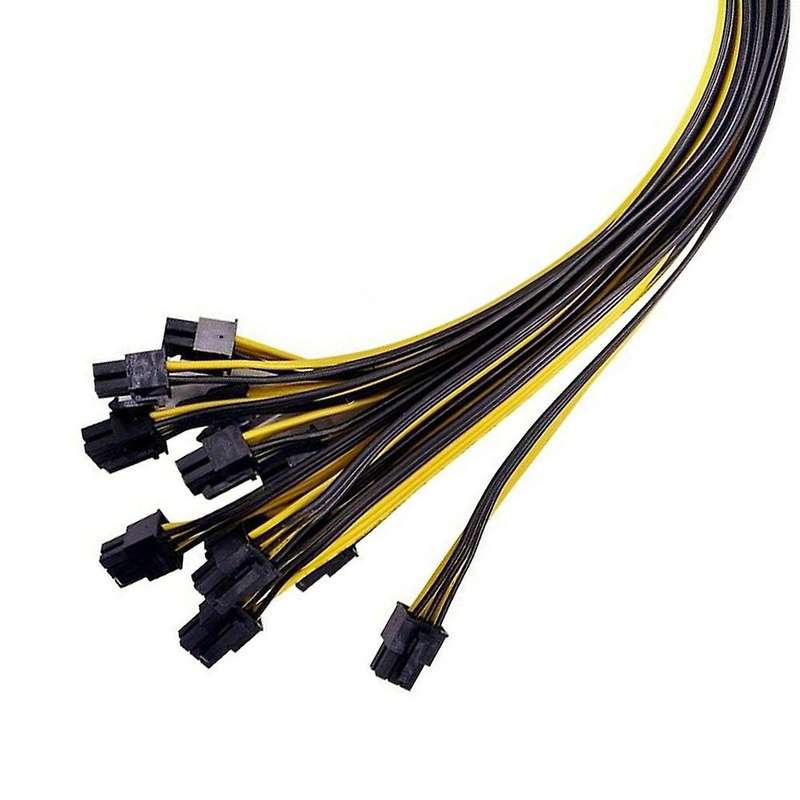 60cm 18awg Gpu Pcie 6pin Male to 8pin (6+2) Male Power Cable 12pcs