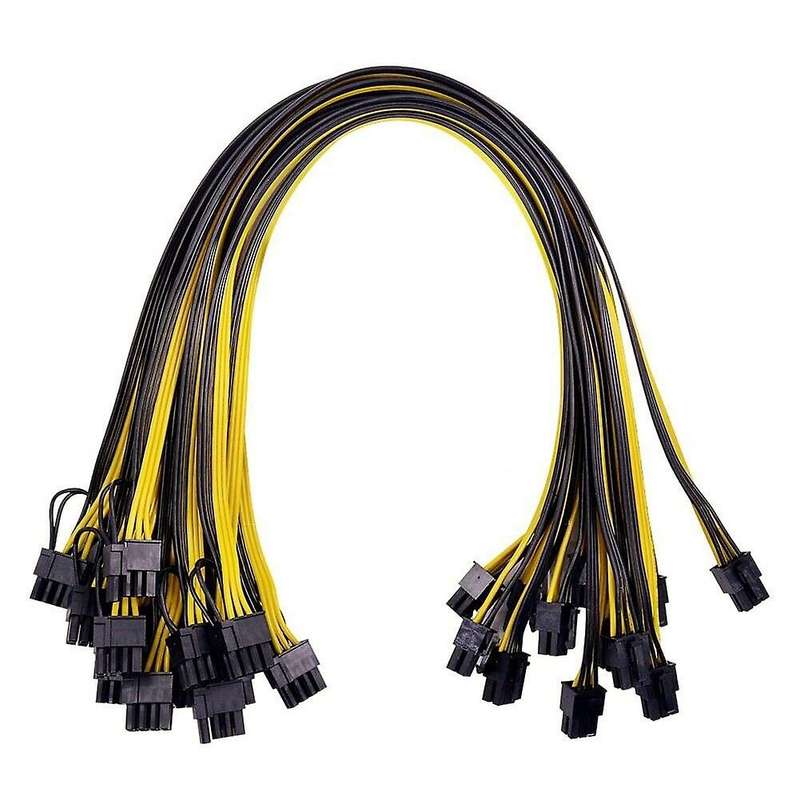 60cm 18awg Gpu Pcie 6pin Male to 8pin (6+2) Male Power Cable 12pcs