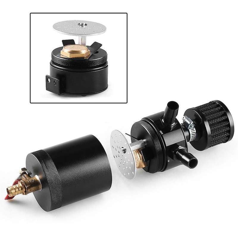 Baffled 2-port Oil Can Tank Reservoir + Drain Valve Breather Baffle