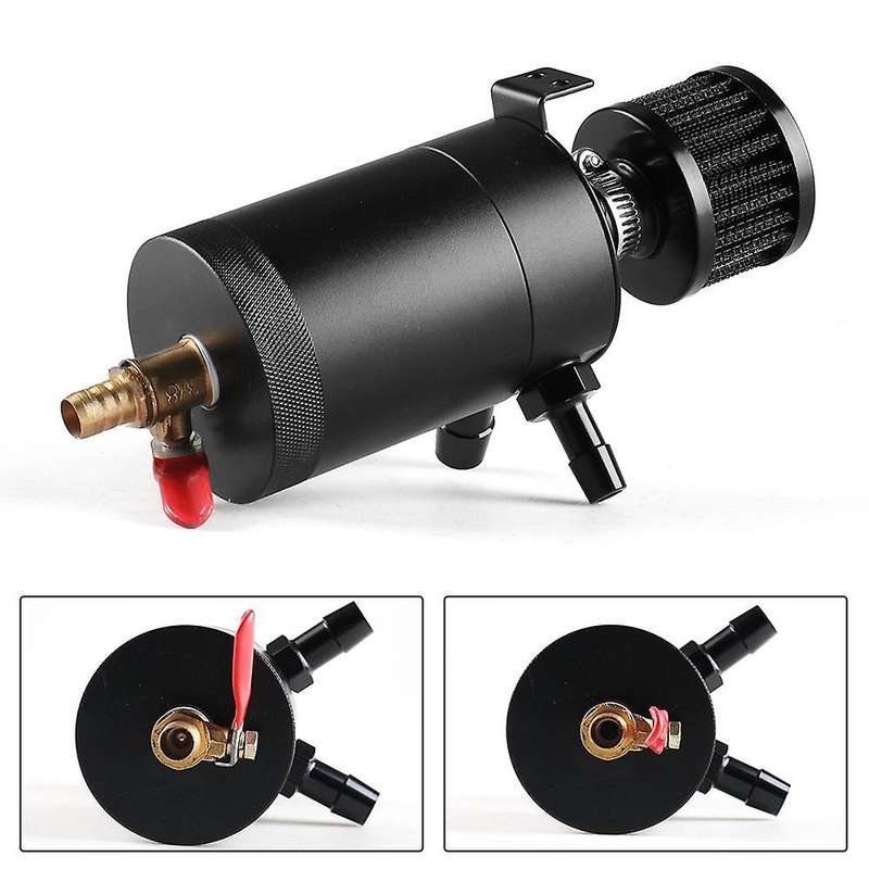 Baffled 2-port Oil Can Tank Reservoir + Drain Valve Breather Baffle