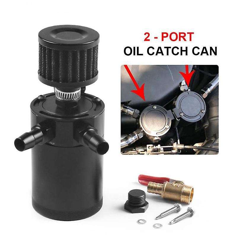 Baffled 2-port Oil Can Tank Reservoir + Drain Valve Breather Baffle