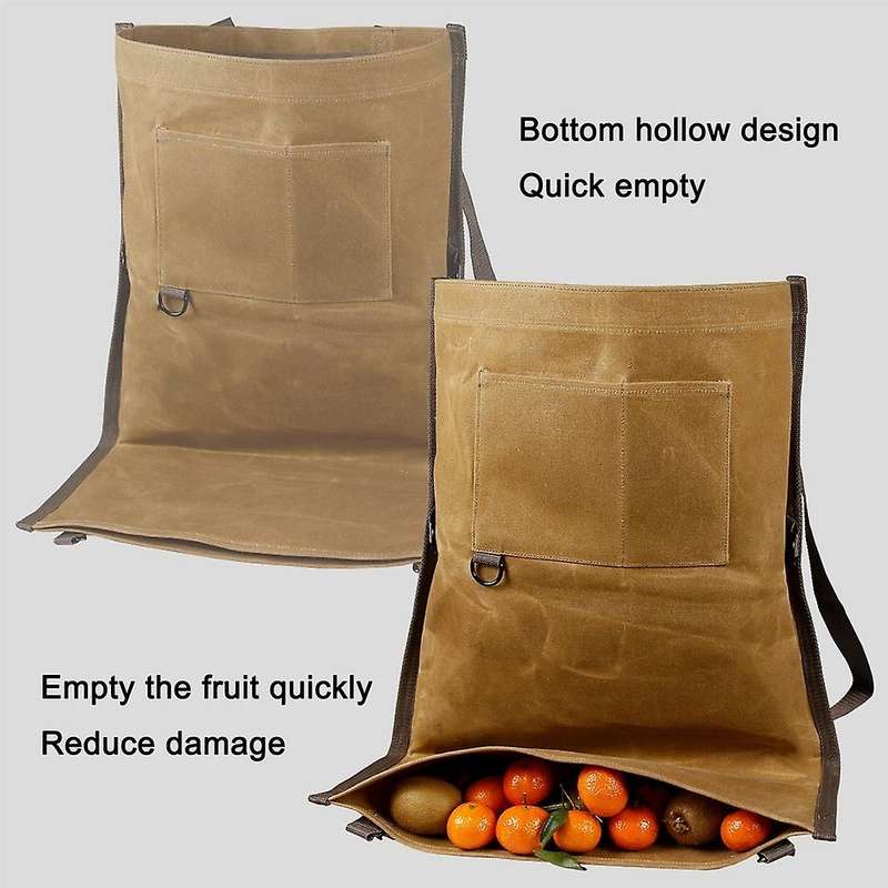 Garden Apron Vegetable Bag Adjustable Buckle Wet Wax Canvas Handfree