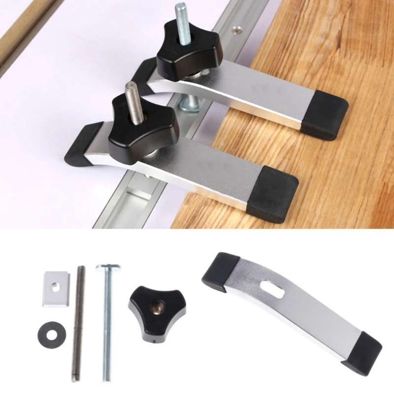 2x 8mm Metal Quick Acting Hold Down Clamp Set for T-slot Woodworking