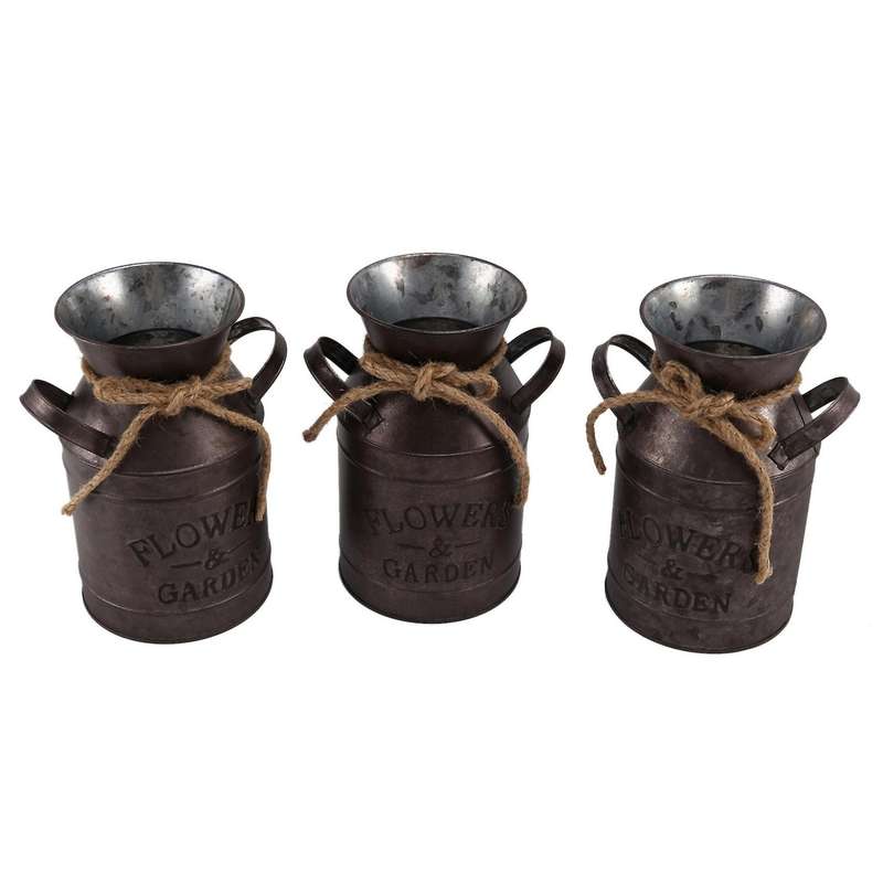 3pcs Flower Bucket Retro Iron Bucket Flower Pot Vase Decoration