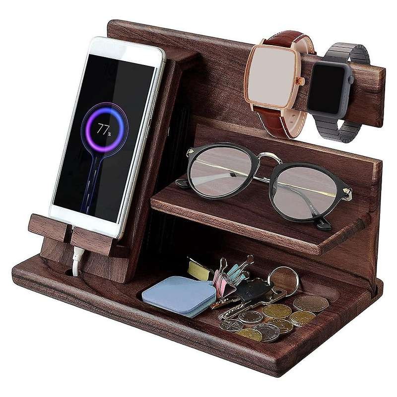 Gadgets for Bedside Organiser Stand Wooden Phone Charging Tray Key