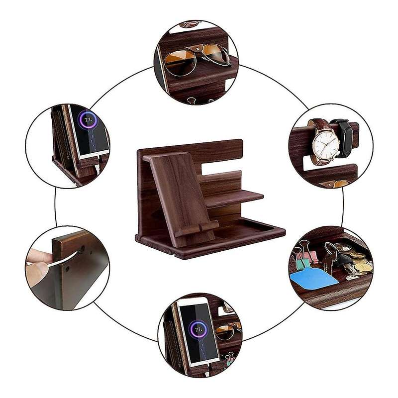 Gadgets for Bedside Organiser Stand Wooden Phone Charging Tray Key