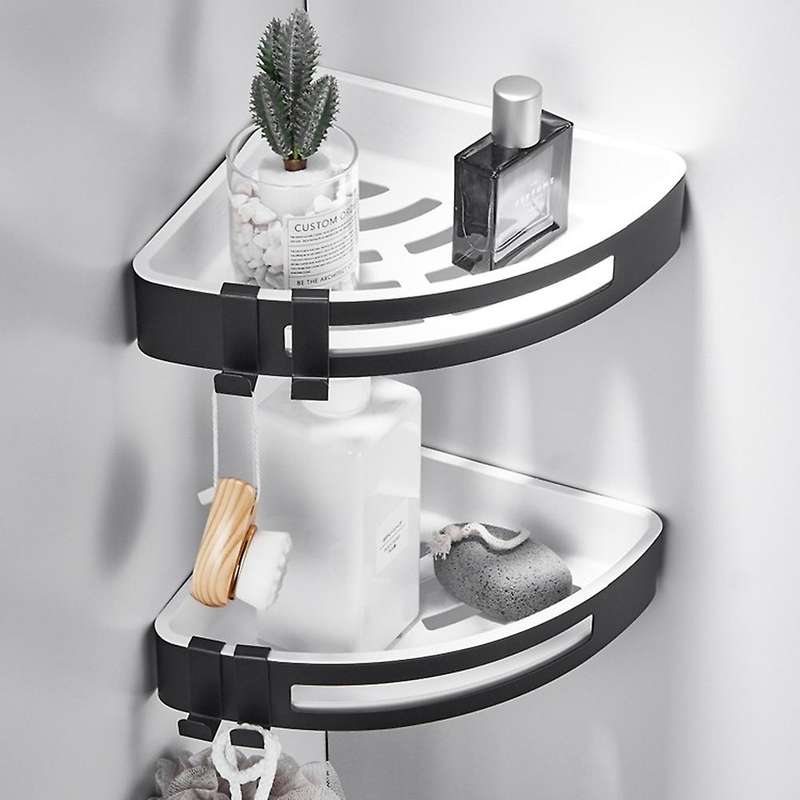 2pcs Corner Bathroom Shelves, 304 Stainless Steel -black