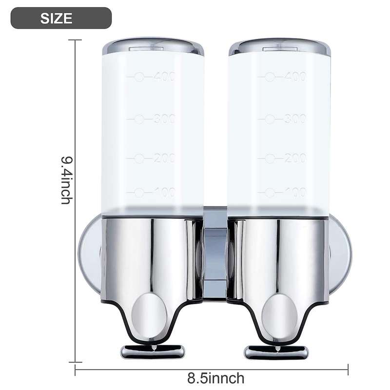 Double Chambers Wall Mounted Shower Pump, Soap Dispenser (1000ml)