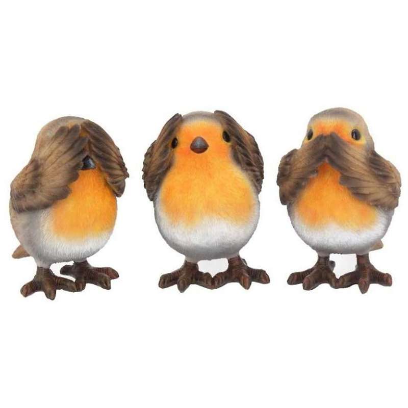 Wise Robin Figurines Not Listen Not See Not Talk Birdie Figurines