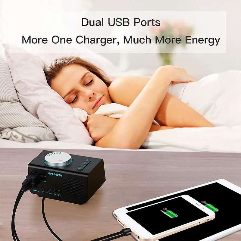 Alarm Clock Radio Bluetooth 5.0 Speaker Dual Alarms -eu Plug