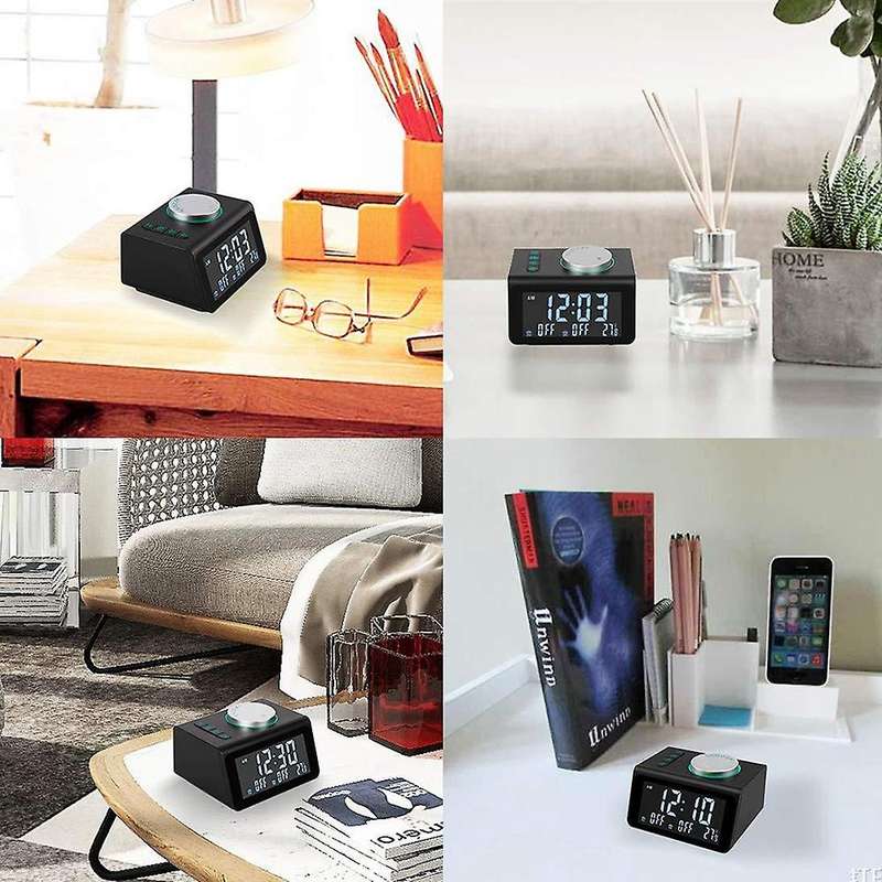 Alarm Clock Radio Bluetooth 5.0 Speaker Dual Alarms -eu Plug