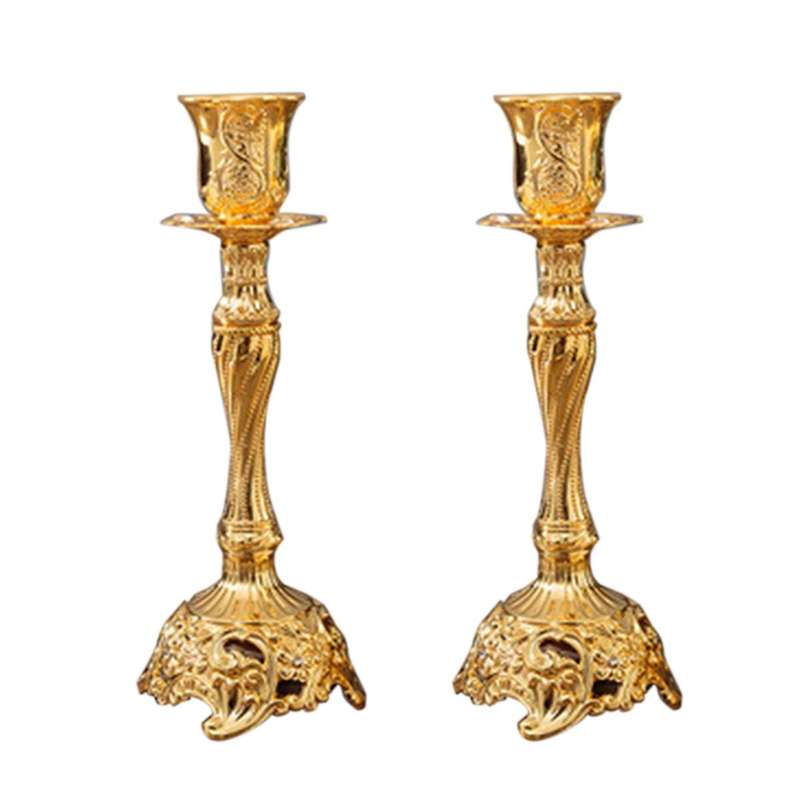 2pcs Metal Candle Holders Wedding Candlestick Home Decor Gold L