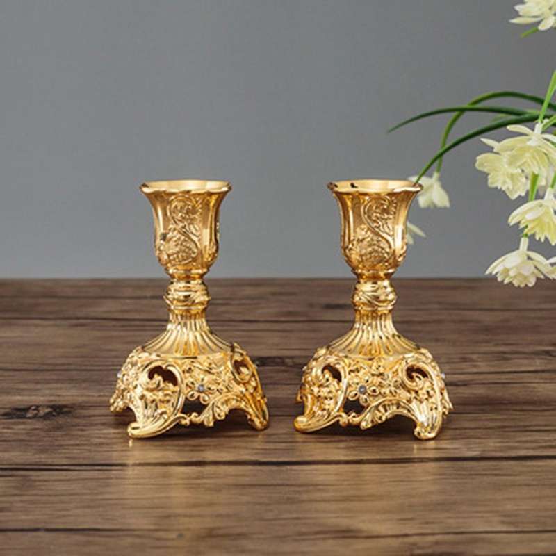 2pcs Metal Candle Holders Wedding Candlestick Home Decor Gold L