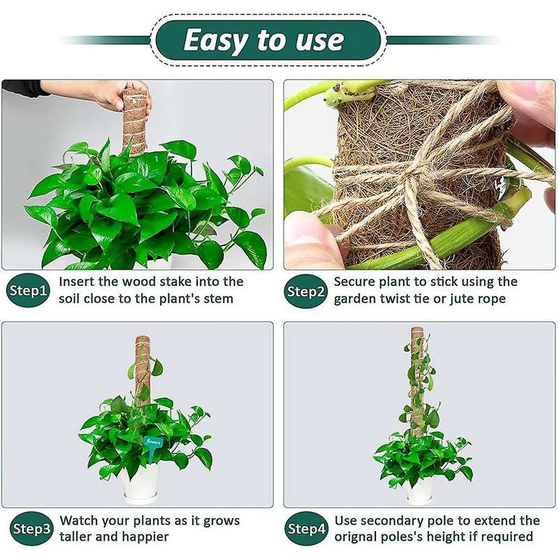Moss Pole for Climbing Plants Coconut Support Stake for Monstera