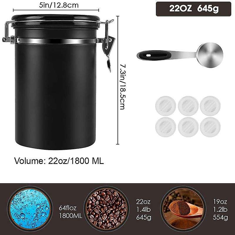 Stainless Steel Airtight Coffee Bean Storage Container with Scoop