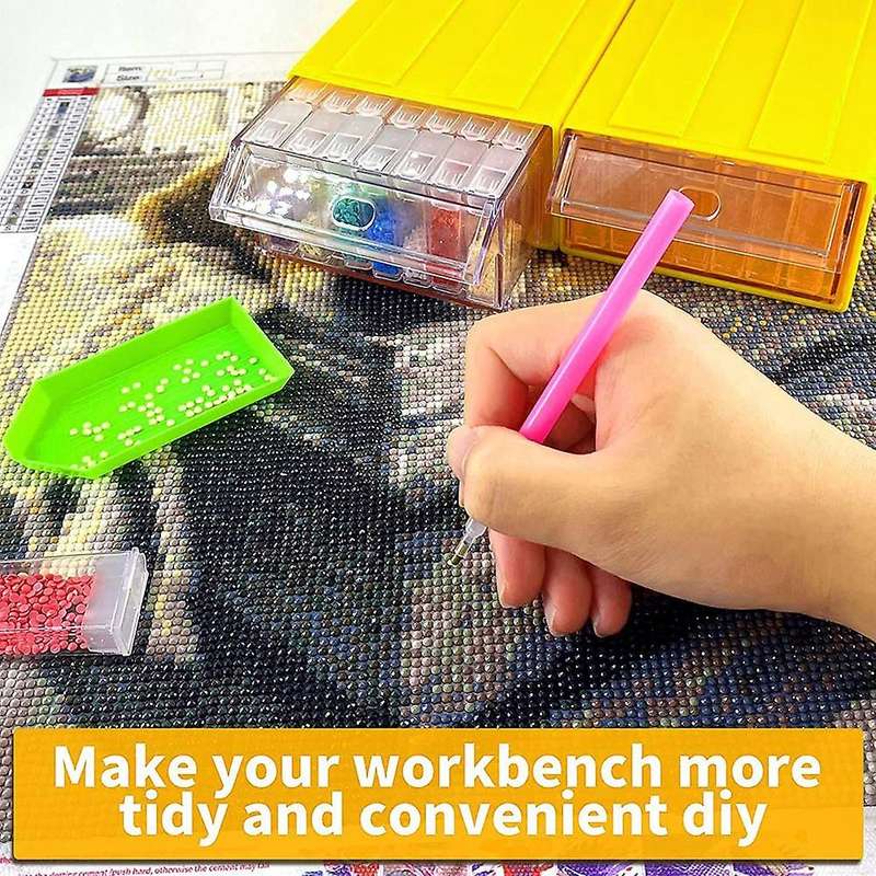 2 Pack Diamond Painting Kits Storage Containers,70 Grid Diamond Art
