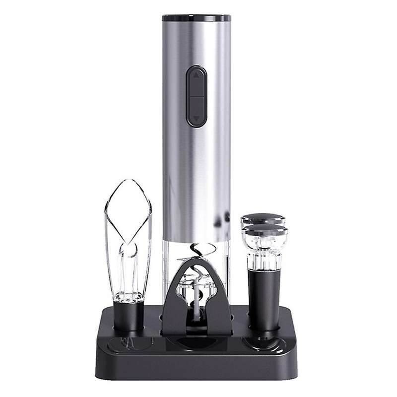 Automatic Electric Wine Bottle Opener Kit with Wine Pourer Base