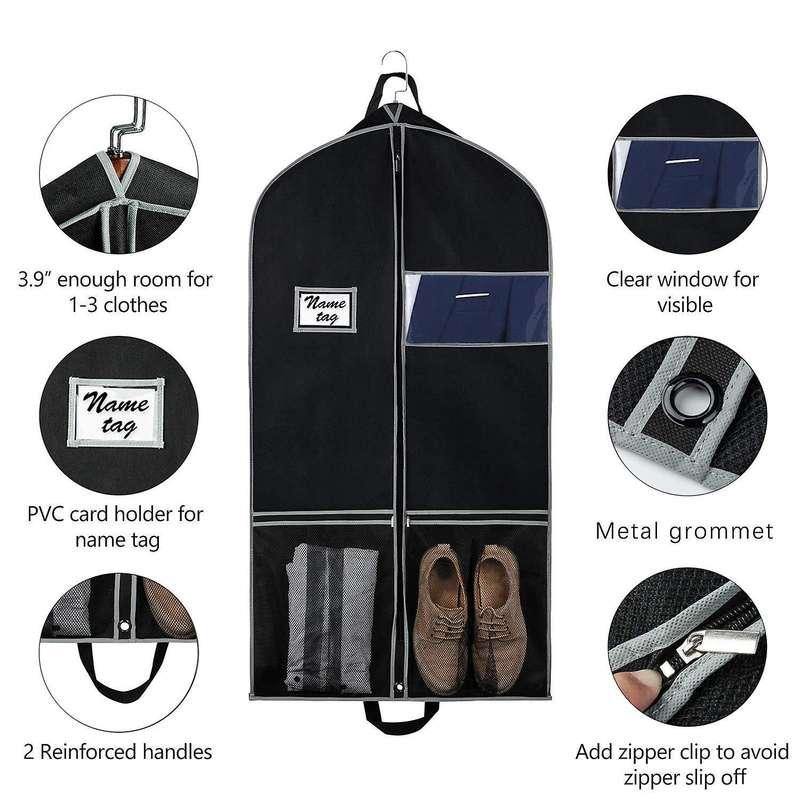 Garment Bags 2 Pack for Storage Travel Nonwoven Fabric Dress Bag