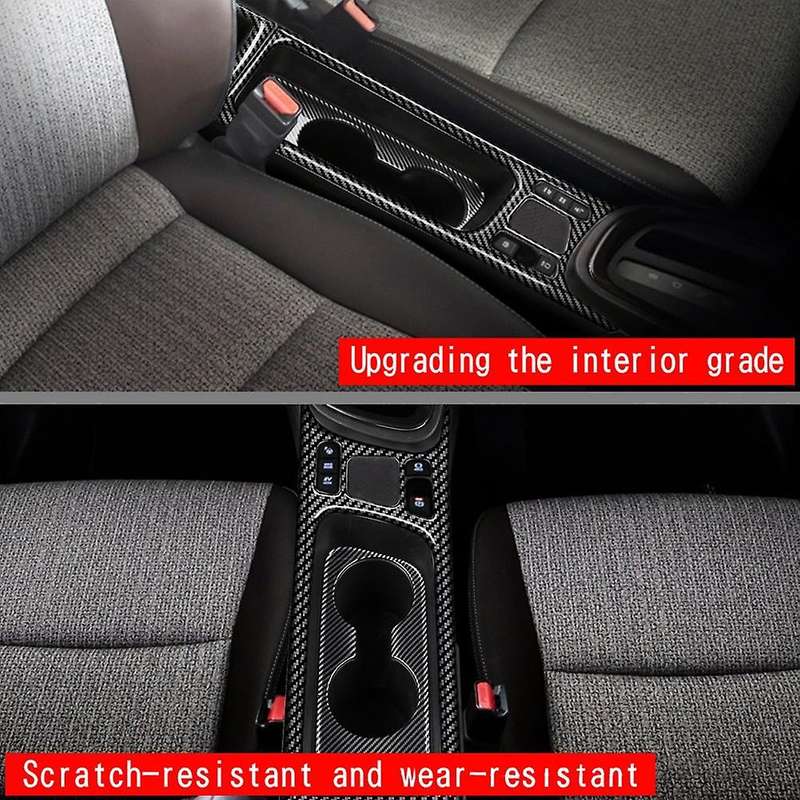 2pcs Carbon Fiber Center Console Water Cup Holder Decoration Cover