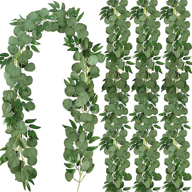 4 Packs 6.5 Feet Artificial Silver Dollar Eucalyptus Garland