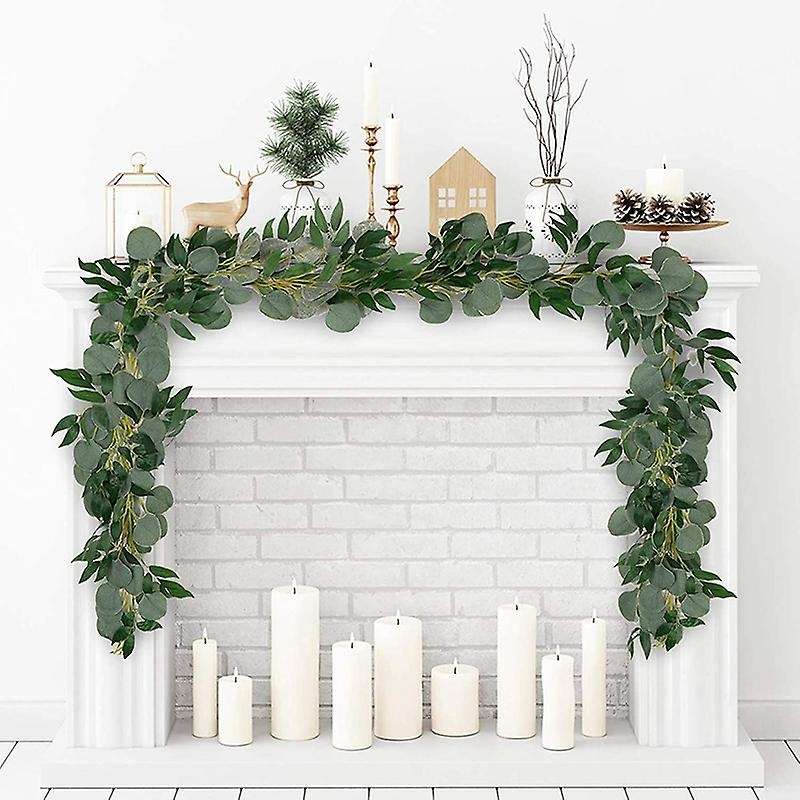 4 Packs 6.5 Feet Artificial Silver Dollar Eucalyptus Garland