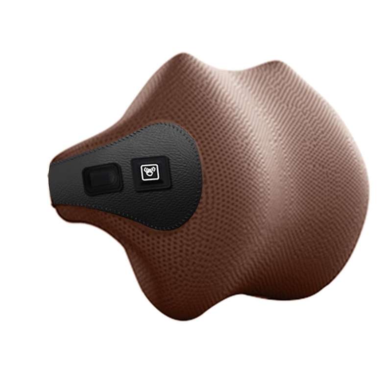 Massage Neck Support Pillow Car Seat Back Support Headrest(brown)