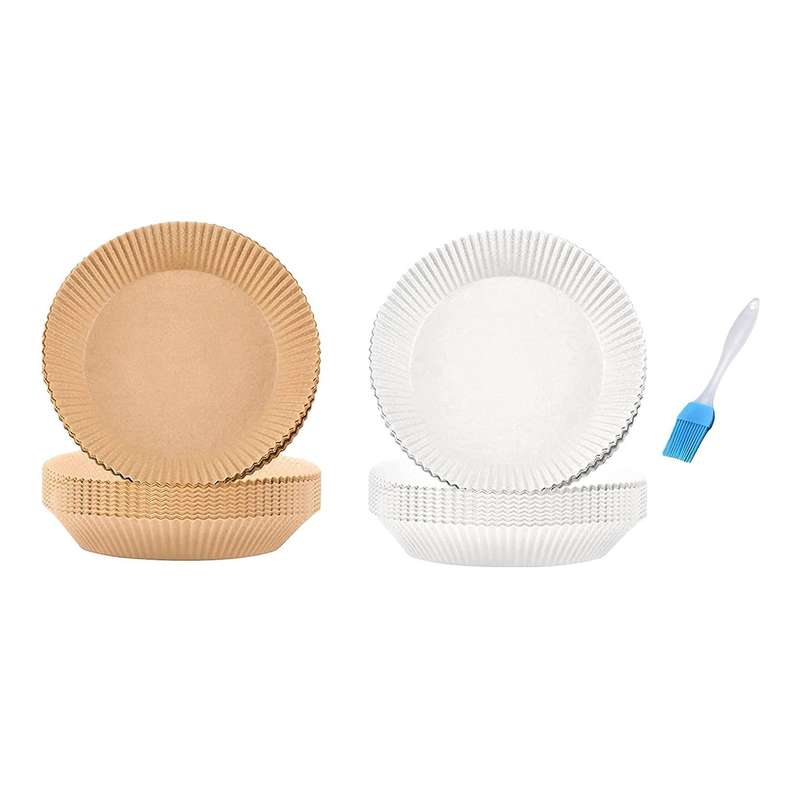 200 Pcs Air Fryer Disposable Paper Liner with Brush Non-stick