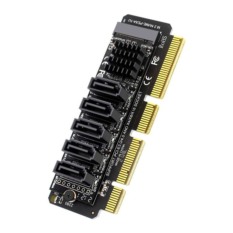 Pci-e to Sata Adapter Card 5 Ports for Pci-e X4 Pci-e X8 Pci-e X16