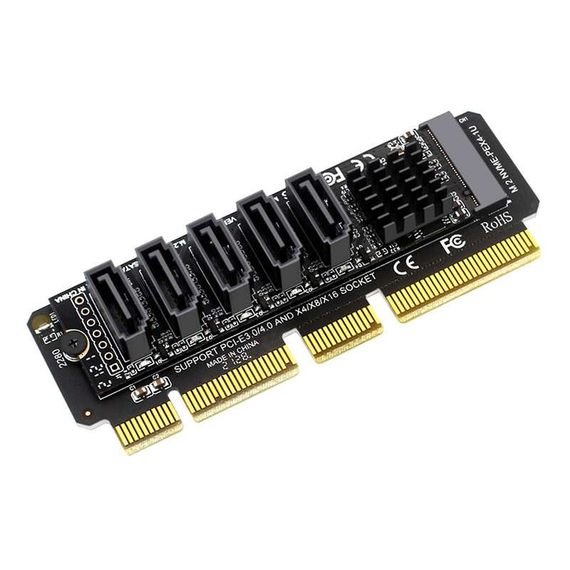 Pci-e to Sata Adapter Card 5 Ports for Pci-e X4 Pci-e X8 Pci-e X16