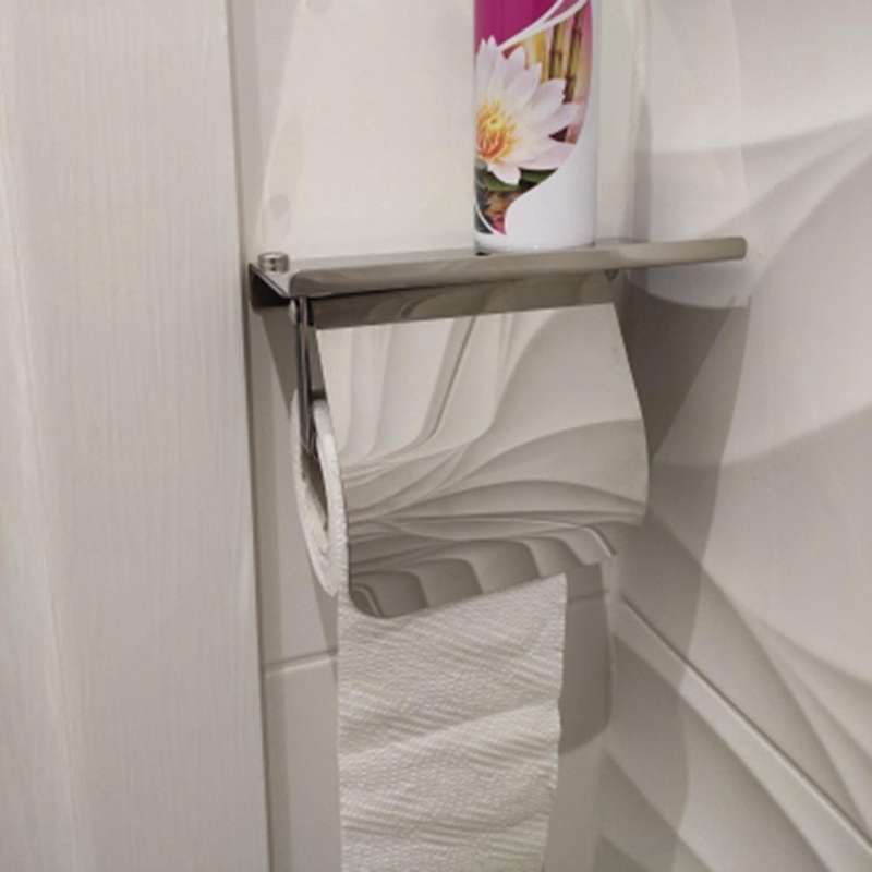 Modern Stainless Steel Wall Mount Paper Holder with Phone Shelf