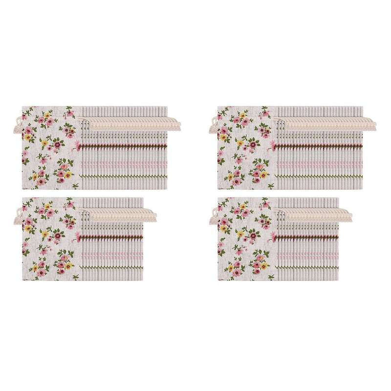 100pcs Floral Burlap Drawstring Bags,linen Gift Bag 5.5 X 3.9 Inch