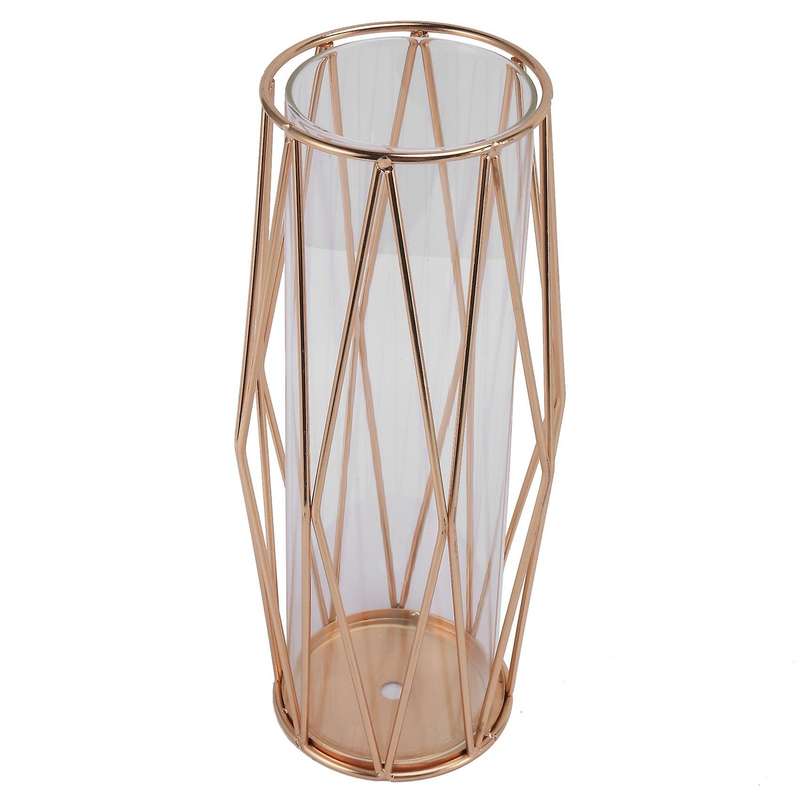 Vase Decorations for Living Room Glass Vase with Metal Stand(11inch)