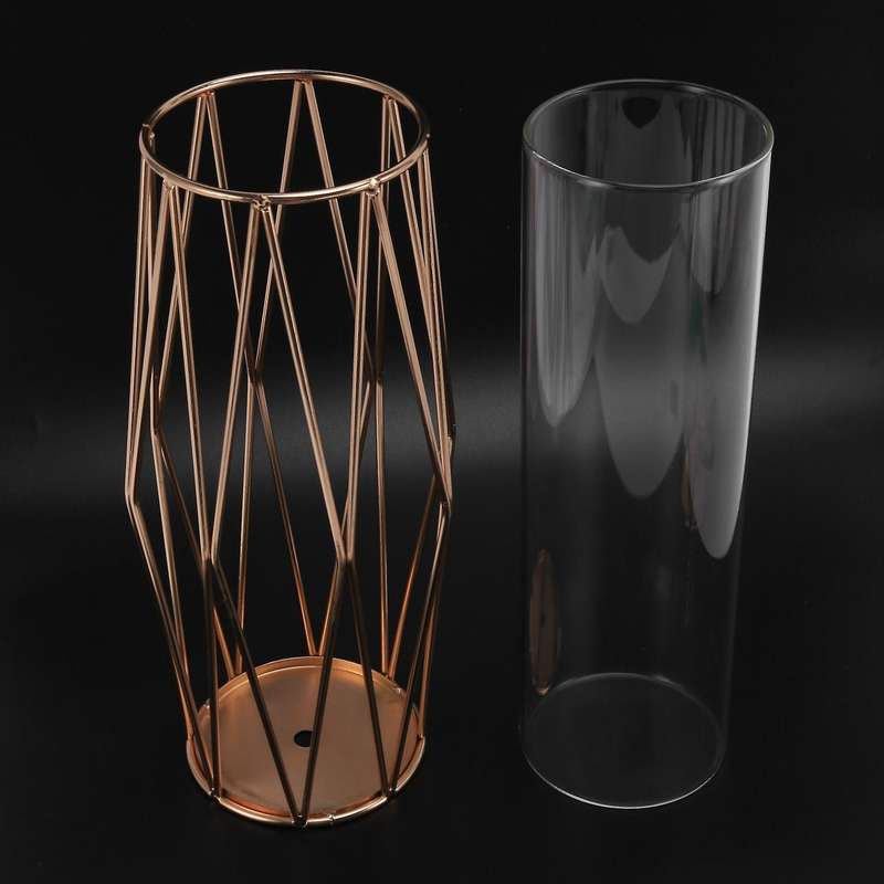 Vase Decorations for Living Room Glass Vase with Metal Stand(11inch)