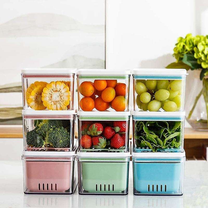 Stackable Produce Saver, Organizer/storage Containers Set Of 3(pink)
