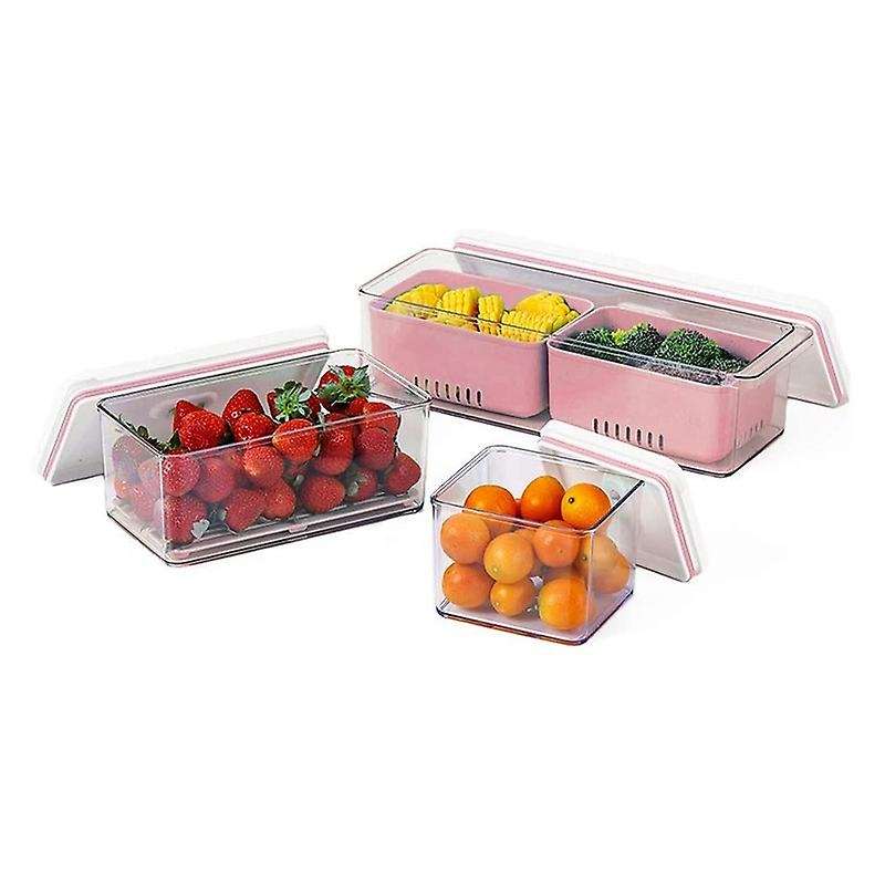 Stackable Produce Saver, Organizer/storage Containers Set Of 3(pink)