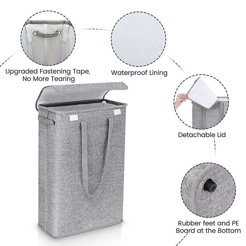 Laundry Basket Storage Basket with Lid Household Beige-yellow