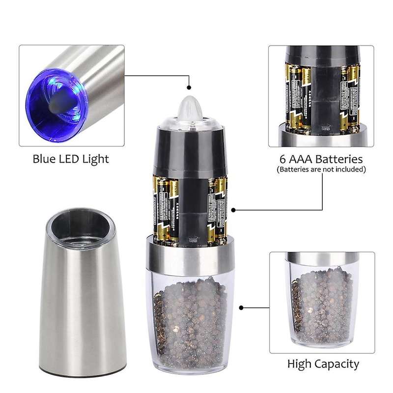 Gravity Electric Pepper Grinder Battery Powered, Adjustable Roughness