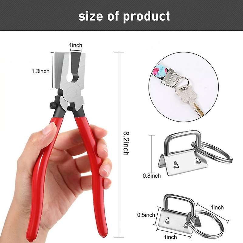 61pcs 2.5cm Key Fob Keychain Hardware with Pliers Tool Set Silver