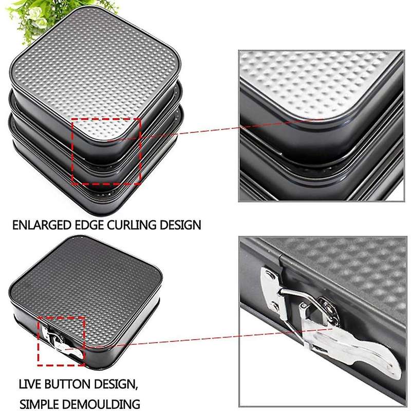 Square Springform Dessert Pan Nonstick Leakproof Cake Pan